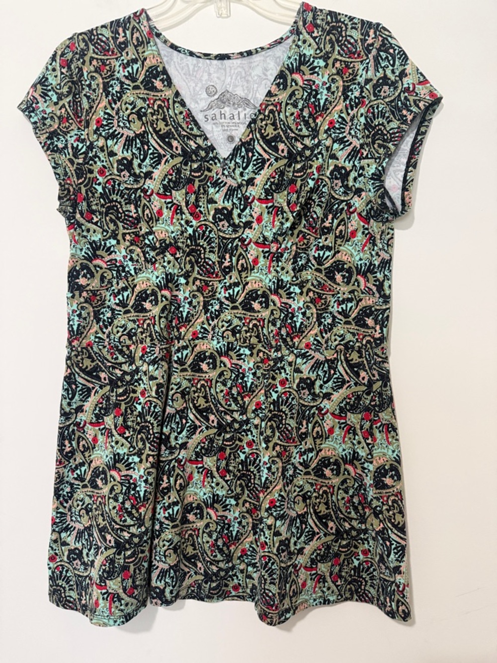 Sahalie Cap Sleeve, Pieced Tunic, size says large, but measures medium - 8